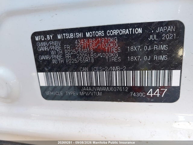 Mitsubishi RVR ES 2021 JA4AJVAW4MU607612 Image 9