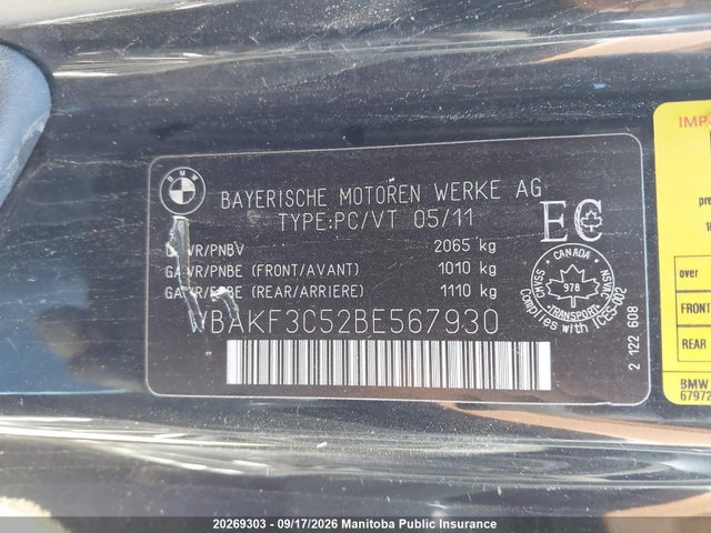 Aukcja sprzedaży 2011 Bmw 328xi, vin: WBAKF3C52BE567930, numer aukcji: 20269303