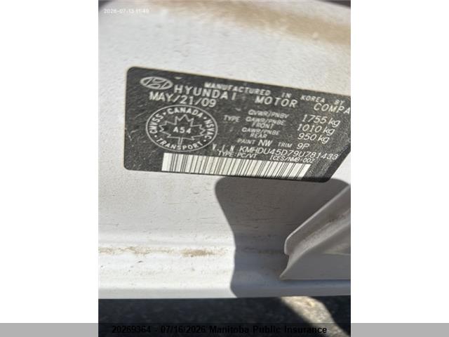 20269364 :رقم المزاد ، KMHDU45D79U781433 vin ، 2009 Hyundai Elantra Gl مزاد بيع