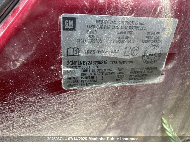 Продажа на аукционе авто 2010 Chevrolet Equinox Lt V6, vin: 2CNFLNEY2A6230219, номер лота: 20269371
