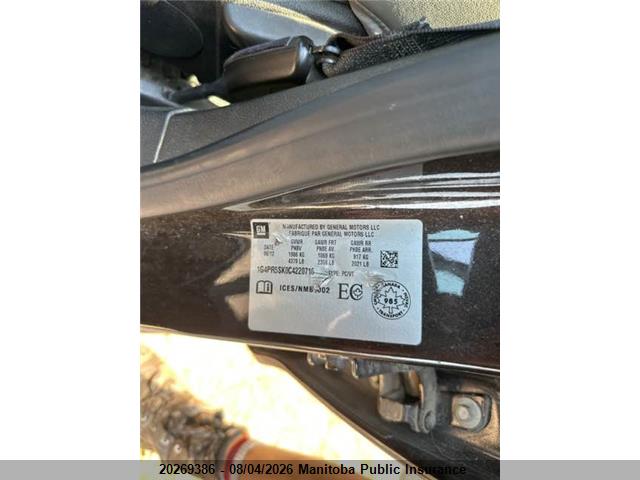 Aukcja sprzedaży 2012 Buick Verano, vin: 1G4PR5SK0C4220716, numer aukcji: 20269386