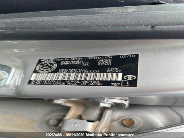 20269488 :رقم المزاد ، JTDBT4K3XA1383200 vin ، 2010 Toyota Yaris مزاد بيع
