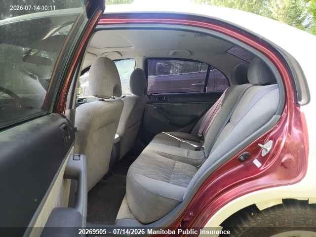 20269505 :رقم المزاد ، 2HGES166X5H009780 vin ، 2005 Honda Civic Lx مزاد بيع