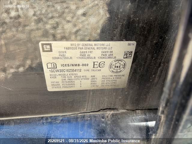 1GCVKSEC1EZ354112 Chevrolet Silverado 1500 Ltz Double Cab