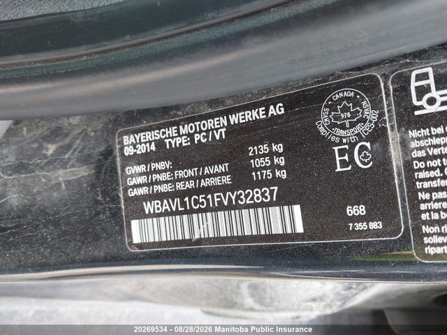 Продажа на аукционе авто 2015 Bmw X1 28i, vin: WBAVL1C51FVY32837, номер лота: 20269534