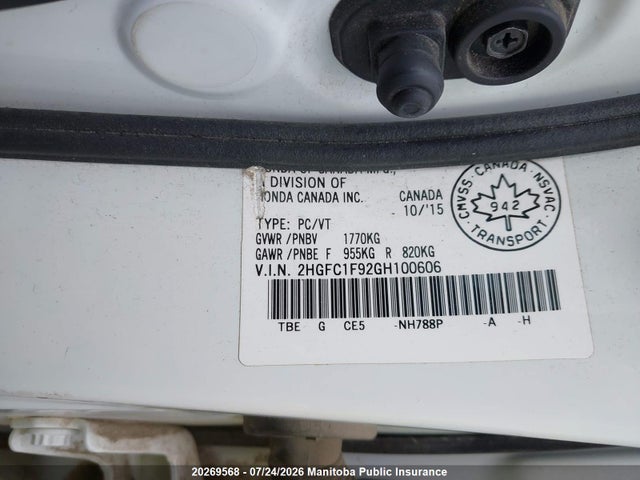 Honda Civic Touring 2016 2HGFC1F92GH100606 Image 8
