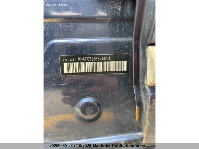 20269585 :رقم المزاد ، KNAFG526687148111 vin ، 2008 Kia Rondo Ex Luxury V6 مزاد بيع
