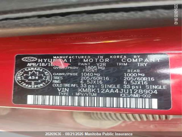 Hyundai Kona 2018 KM8K12AA4JU128904 Image 9