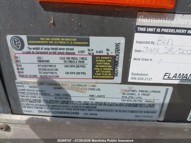 Flaman Utility Trailer 2021 56VBE1420MM663088 Image 9
