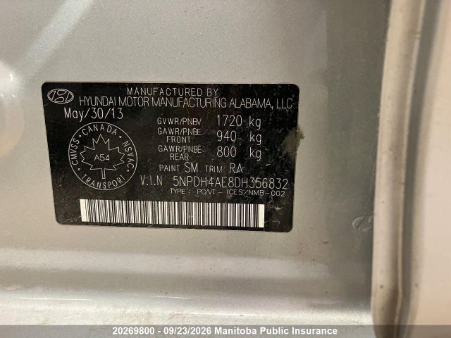 Aukcja sprzedaży 2013 Hyundai Elantra Gls, vin: 5NPDH4AE8DH356832, numer aukcji: 20269800