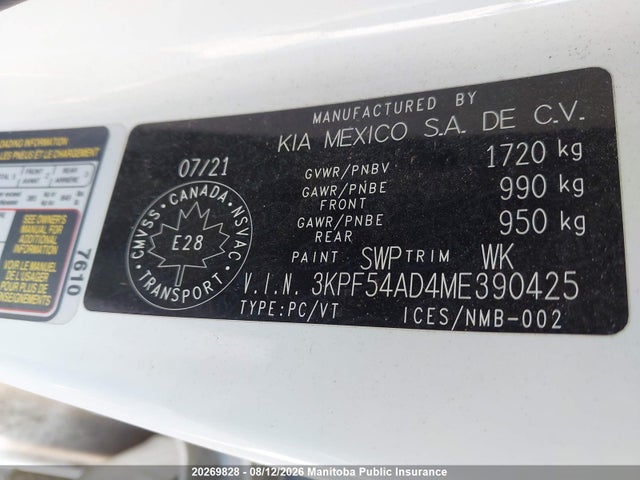 Aukcja sprzedaży 2021 Kia Forte Ex, vin: 3KPF54AD4ME390425, numer aukcji: 20269828
