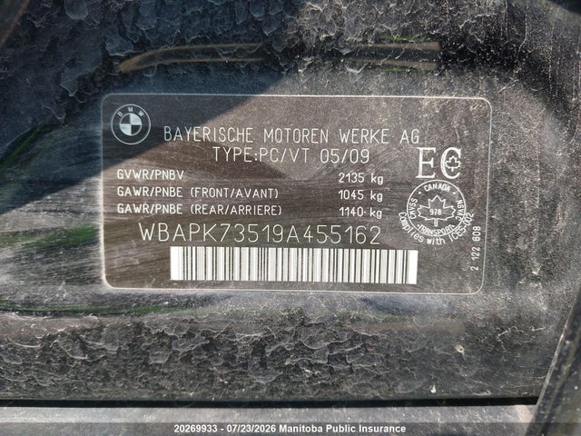 Aukcja sprzedaży 2009 Bmw 328i Xdrive, vin: WBAPK73519A455162, numer aukcji: 20269933
