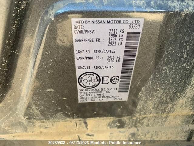 Nissan Pathfinder Sl 2020 5N1DR2CM2LC615231 Image 9