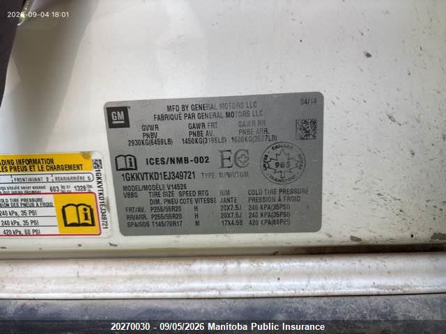 Продаж на аукціоні авто 2014 Gmc Acadia Denali, vin: 1GKKVTKD1EJ349721, номер лоту: 20270030