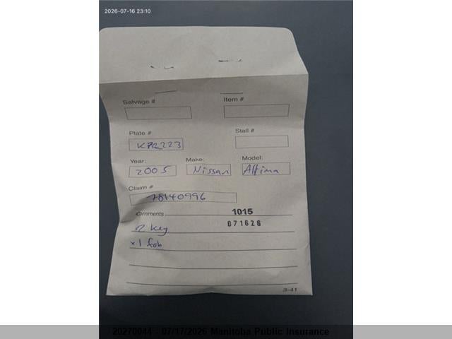 Aukcja sprzedaży 2005 Nissan Altima 3.5 S, vin: 1N4BL11D55C374266, numer aukcji: 20270044