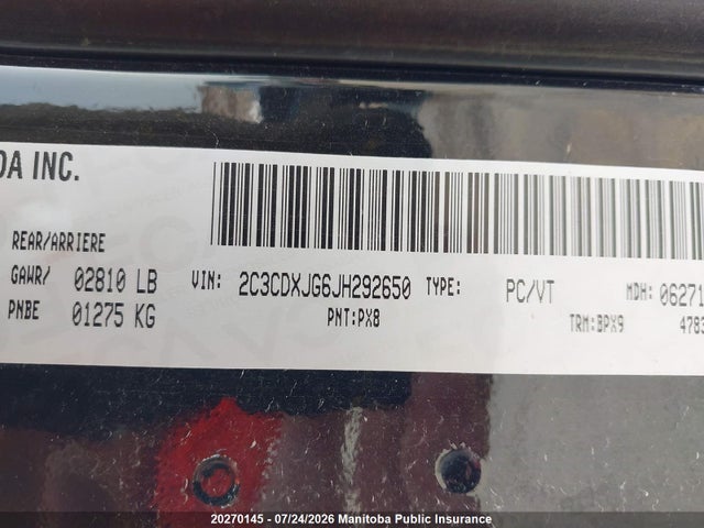 Продаж на аукціоні авто 2018 Dodge Charger Gt, vin: 2C3CDXJG6JH292650, номер лоту: 20270145