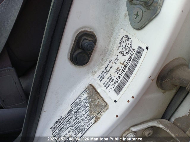 Aukcja sprzedaży 2008 Honda Civic Dx-g, vin: 2HGFA16448H008473, numer aukcji: 20270157