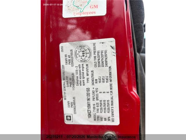 Aukcja sprzedaży 2001 Gmc Jimmy Sls, vin: 1GKCT18W11K135193, numer aukcji: 20270211
