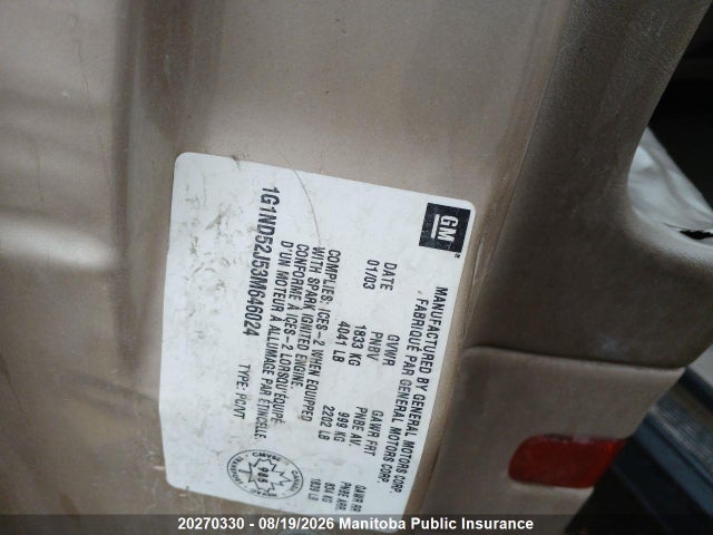 Продаж на аукціоні авто 2003 Chevrolet Malibu V6, vin: 1G1ND52J53M646024, номер лоту: 20270330