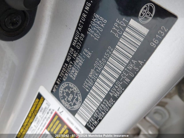Продаж на аукціоні авто 2010 Toyota Camry Le, vin: 4T1BF3EK1AU501522, номер лоту: 20270342