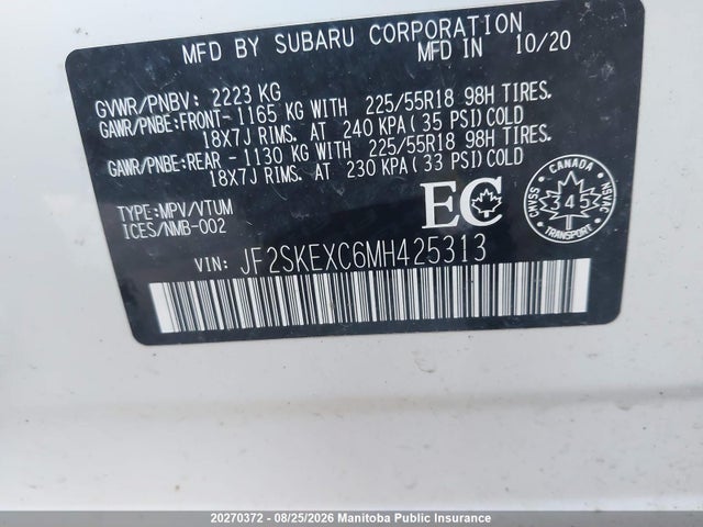 JF2SKEXC6MH425313 Subaru Forester 2.5i Premier