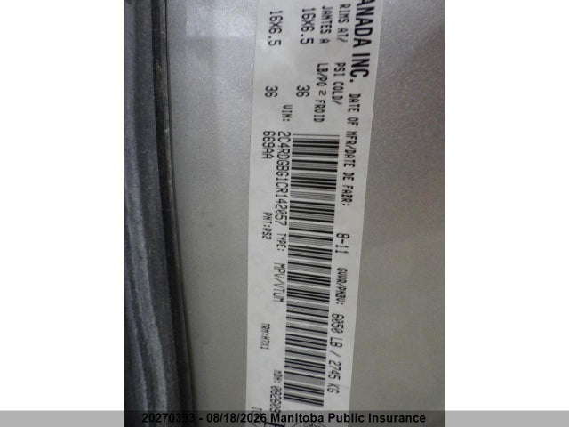 20270393 :رقم المزاد ، 2C4RDGBG1CR142057 vin ، 2012 Dodge Grand Caravan Se مزاد بيع