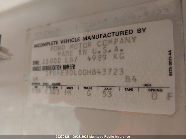 Aukcja sprzedaży 1986 Ford Other, vin: 1FDKE30L0GHB43723, numer aukcji: 20270428