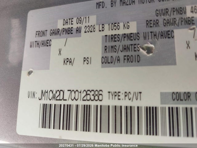 Продаж на аукціоні авто 2012 Mazda 5 Mazda Gt, vin: JM1CW2DL7C0126386, номер лоту: 20270431