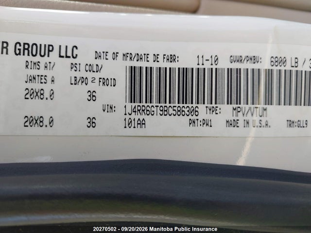 Aukcja sprzedaży 2011 Jeep Grand Cherokee Overland, vin: 1J4RR6GT9BC586306, numer aukcji: 20270502