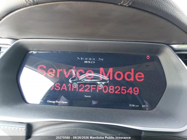 Продаж на аукціоні авто 2015 Tesla Model S 85d, vin: 5YJSA1H22FF082549, номер лоту: 20270560