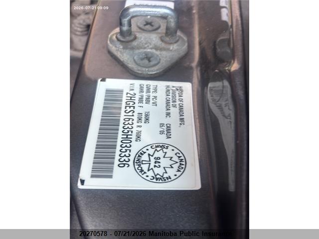 Aukcja sprzedaży 2005 Honda Civic Ex, vin: 2HGES16335H035336, numer aukcji: 20270578