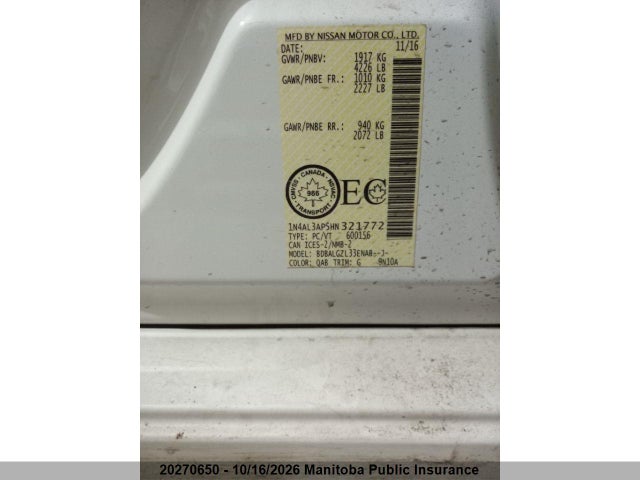 1N4AL3AP5HN321772 Nissan Altima 2.5 S