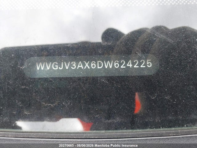 20270665 :رقم المزاد ، WVGJV3AX6DW624225 vin ، 2013 Volkswagen Tiguan 2.0 Tsi مزاد بيع