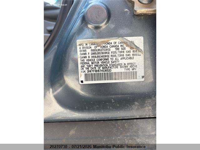 2007 Honda Pilot Lx მანქანა იყიდება აუქციონზე, vin: 2HKYF18167H536520, აუქციონის ნომერი: 20270730