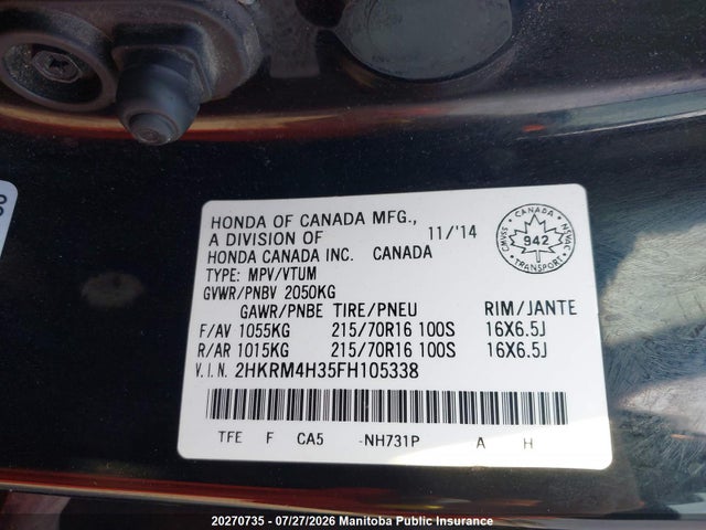 Honda CR-V LX 2015 2HKRM4H35FH105338 Image 8