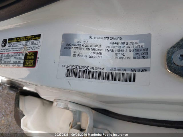 Продажа на аукционе авто 2013 Mazda Cx -9 Gs, vin: JM3TB3CA3D0407000, номер лота: 20270836