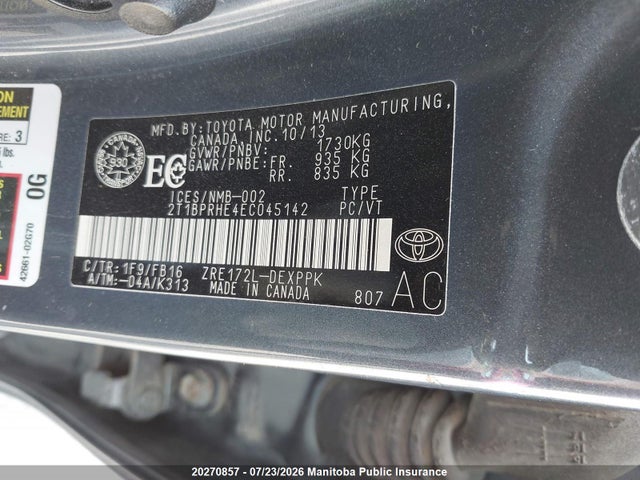 Продаж на аукціоні авто 2014 Toyota Corolla Le, vin: 2T1BPRHE4EC045142, номер лоту: 20270857