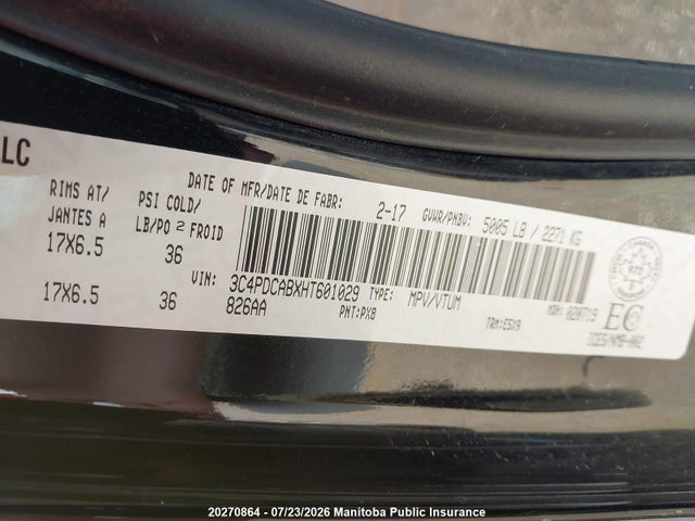 Продаж на аукціоні авто 2017 Dodge Journey Se, vin: 3C4PDCABXHT601029, номер лоту: 20270864