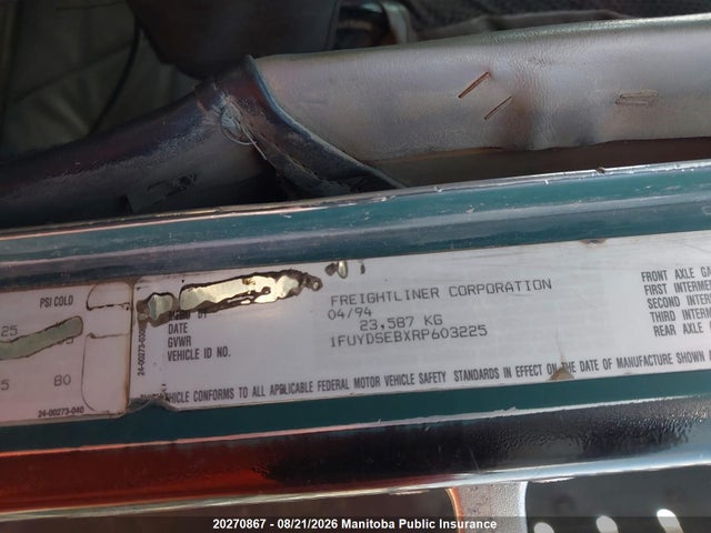 20270867 :رقم المزاد ، 1FUYDSEBXRP603225 vin ، 1994 Freightliner Truck Tractor مزاد بيع