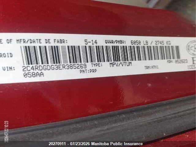 Продаж на аукціоні авто 2014 Dodge Grand Caravan Crew, vin: 2C4RDGDG3ER385269, номер лоту: 20270911
