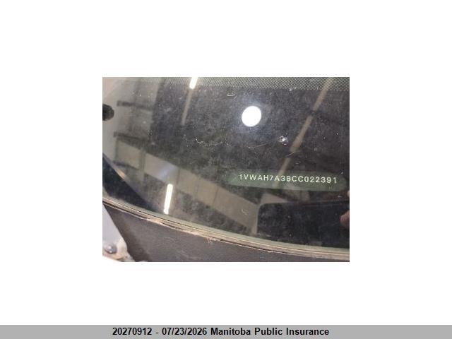 Auction sale of the 2012 Volkswagen Passat 2.5, vin: 1VWAH7A38CC022391, lot number: 20270912