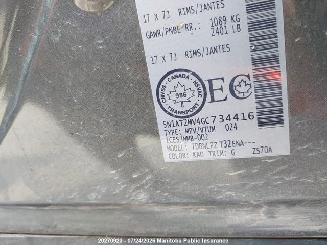 Aukcja sprzedaży 2016 Nissan Rogue S, vin: 5N1AT2MV4GC734416, numer aukcji: 20270923