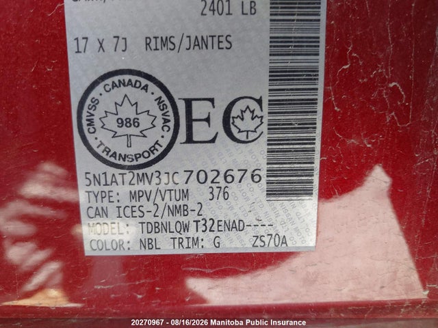 Nissan ROGUE SV 2018 5N1AT2MV3JC702676 Image 9