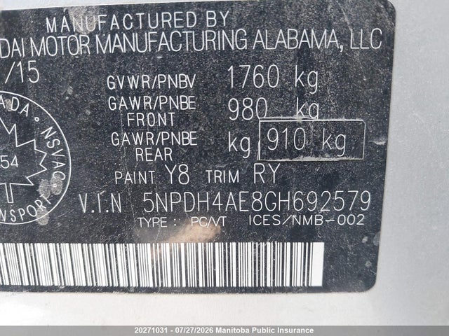 Hyundai ELANTRA GL 2016 5NPDH4AE8GH692579 Image 9
