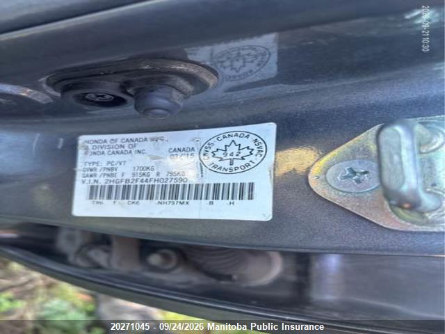 Honda Civic Lx 2015 2HGFB2F44FH027590 Image 9
