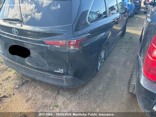 Продажа на аукционе авто 2021 Toyota Sienna Le Hybrid, vin: 5TDGRKEC3MS067102, номер лота: 20271062