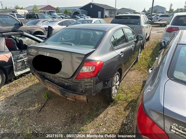 20271078 :رقم المزاد ، 2HGFB2E51CH033790 vin ، 2012 Honda Civic Ex مزاد بيع
