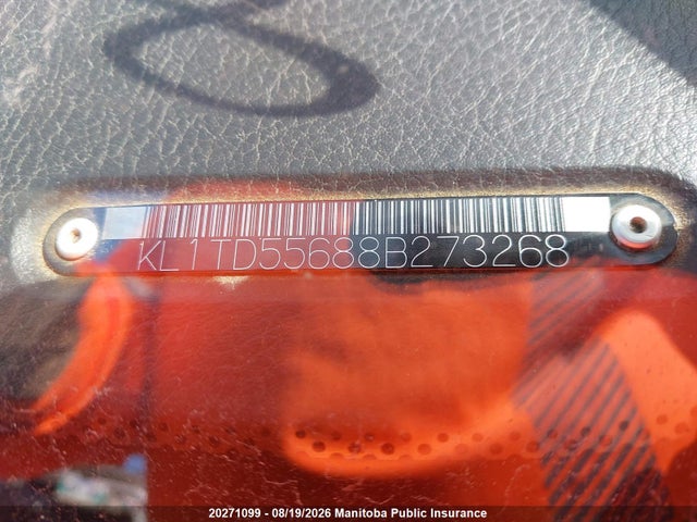 20271099 :رقم المزاد ، KL1TD55688B273268 vin ، 2008 Chevrolet Aveo Ls مزاد بيع