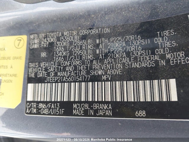 Aukcja sprzedaży 2006 Toyota Highlander V6, vin: JTEEP21A560154177, numer aukcji: 20271123