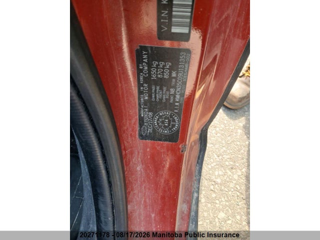 Aukcja sprzedaży 2009 Hyundai Accent Gl, vin: KMHCN35C09U131353, numer aukcji: 20271178